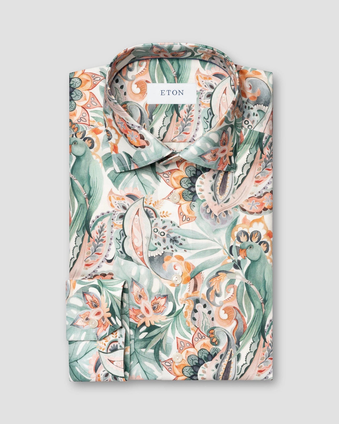 Watercolor Parrot Print Dress Shirt