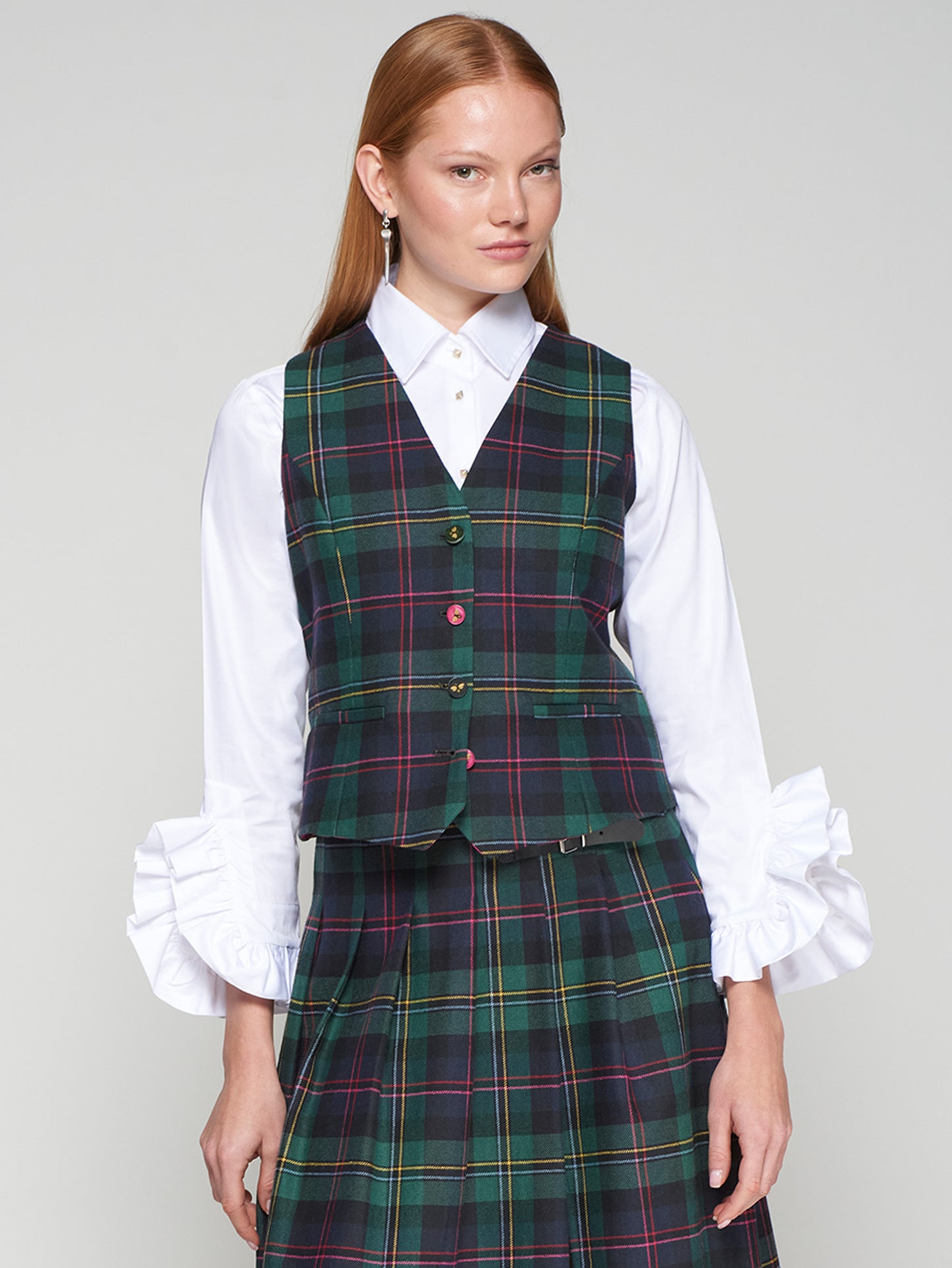 Vilagallo Navy Tartan Formal Vest