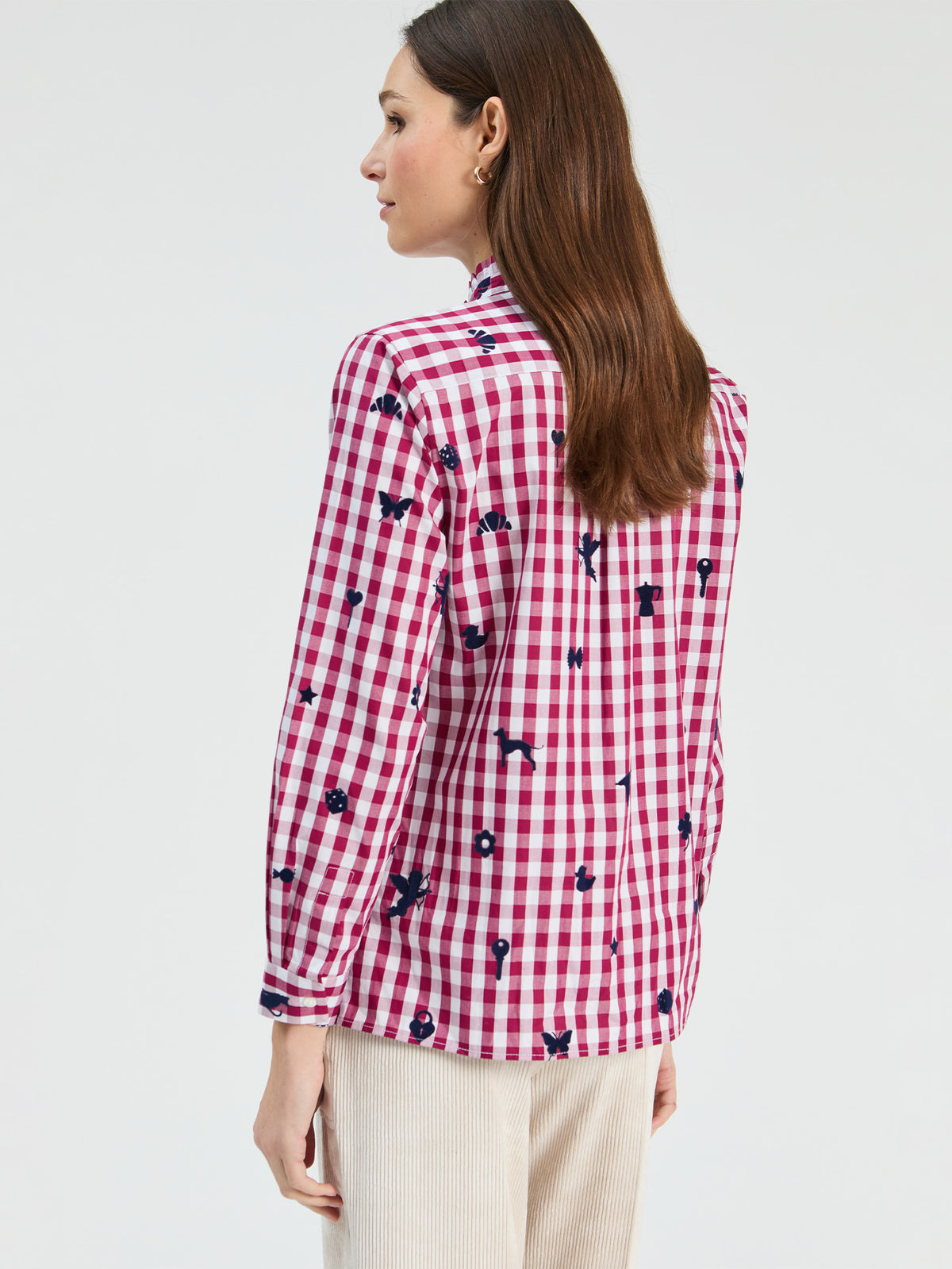 Vilagallo Vichy Shirt Bordeaux Flocked