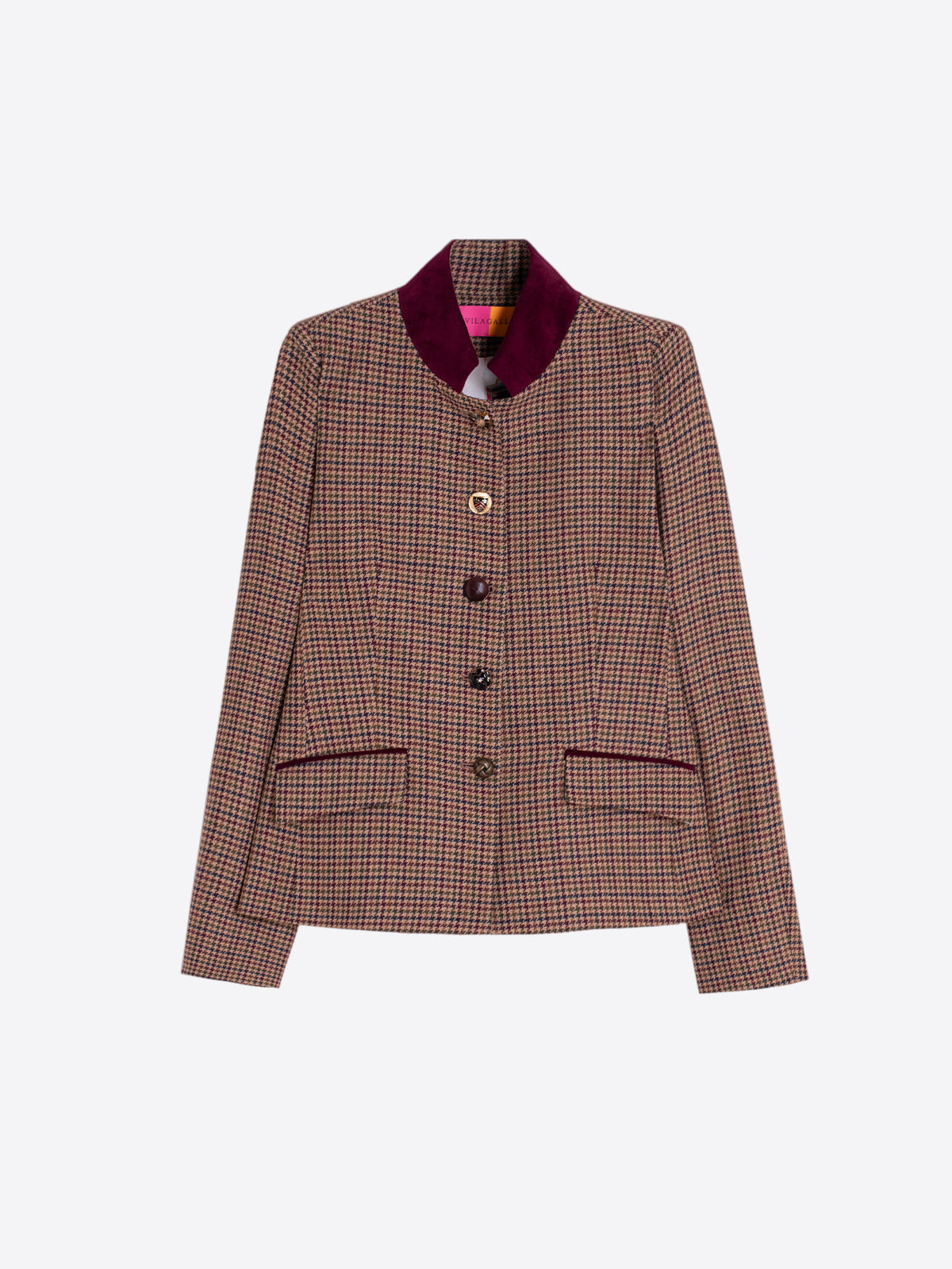 Vilagallo Burgundy Houndstooth Jacket