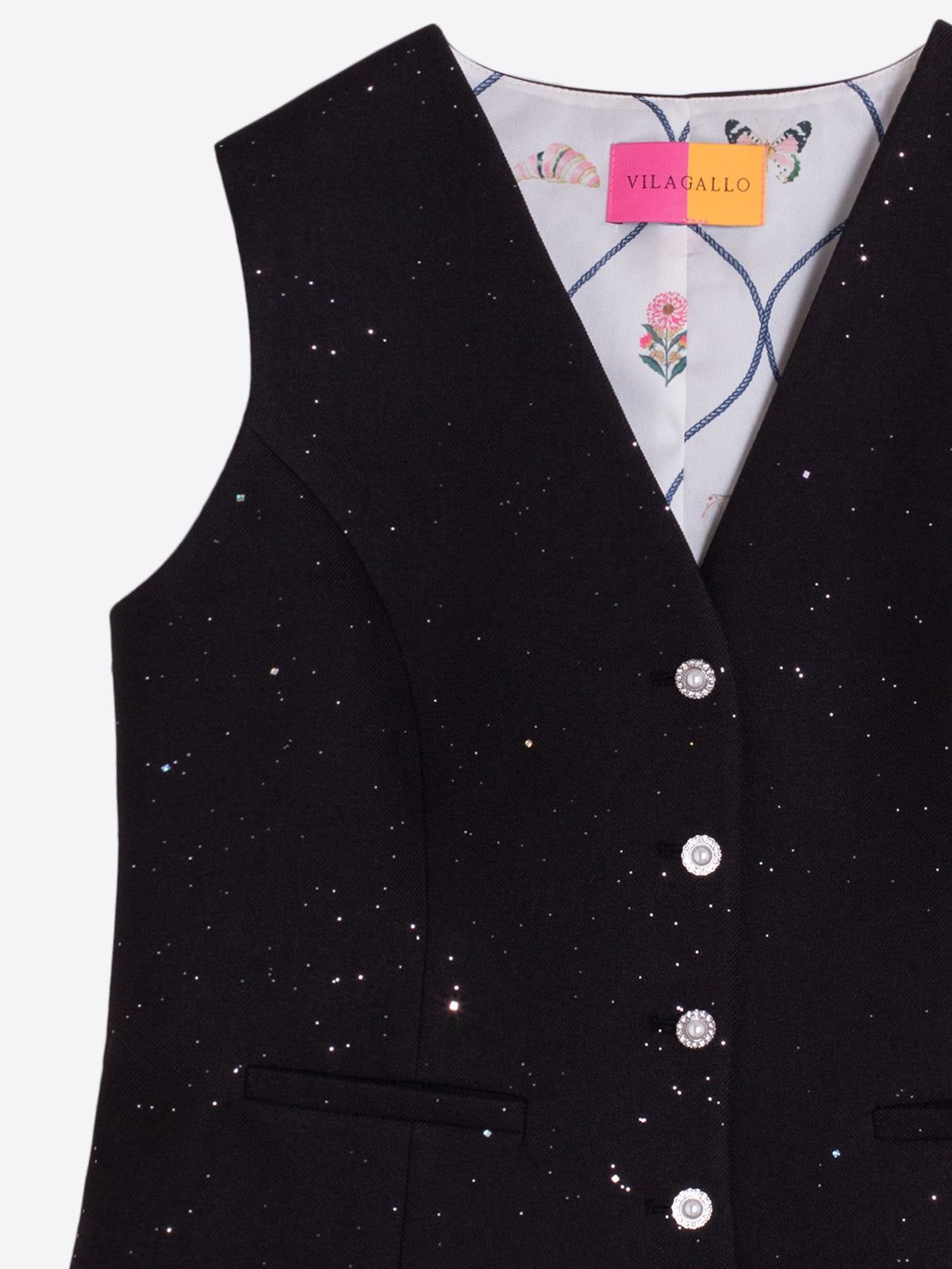 Vilagallo Black Sequin Vest