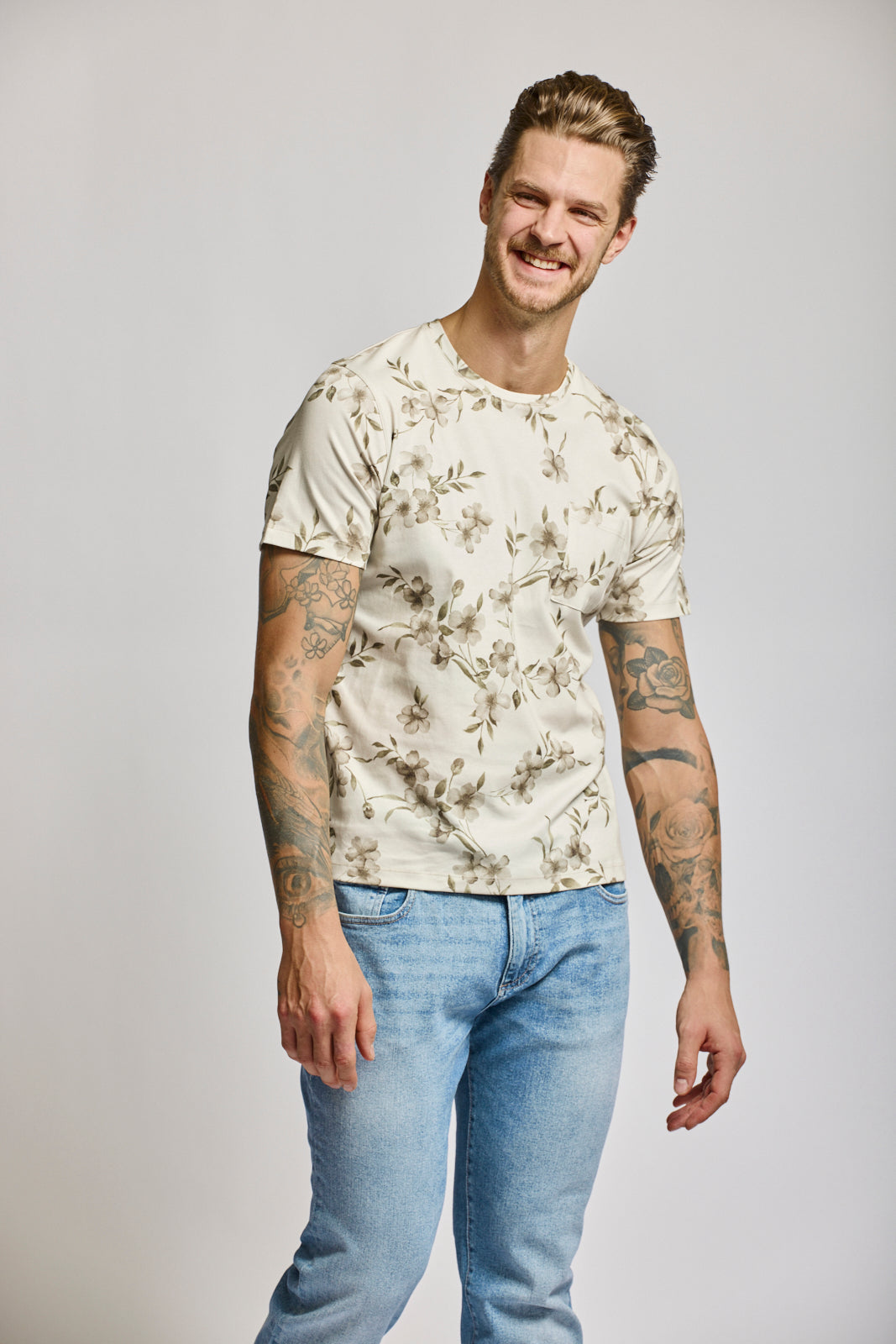 Floral Short Sleeve Crew Neck T-Shirt - 2 Colours