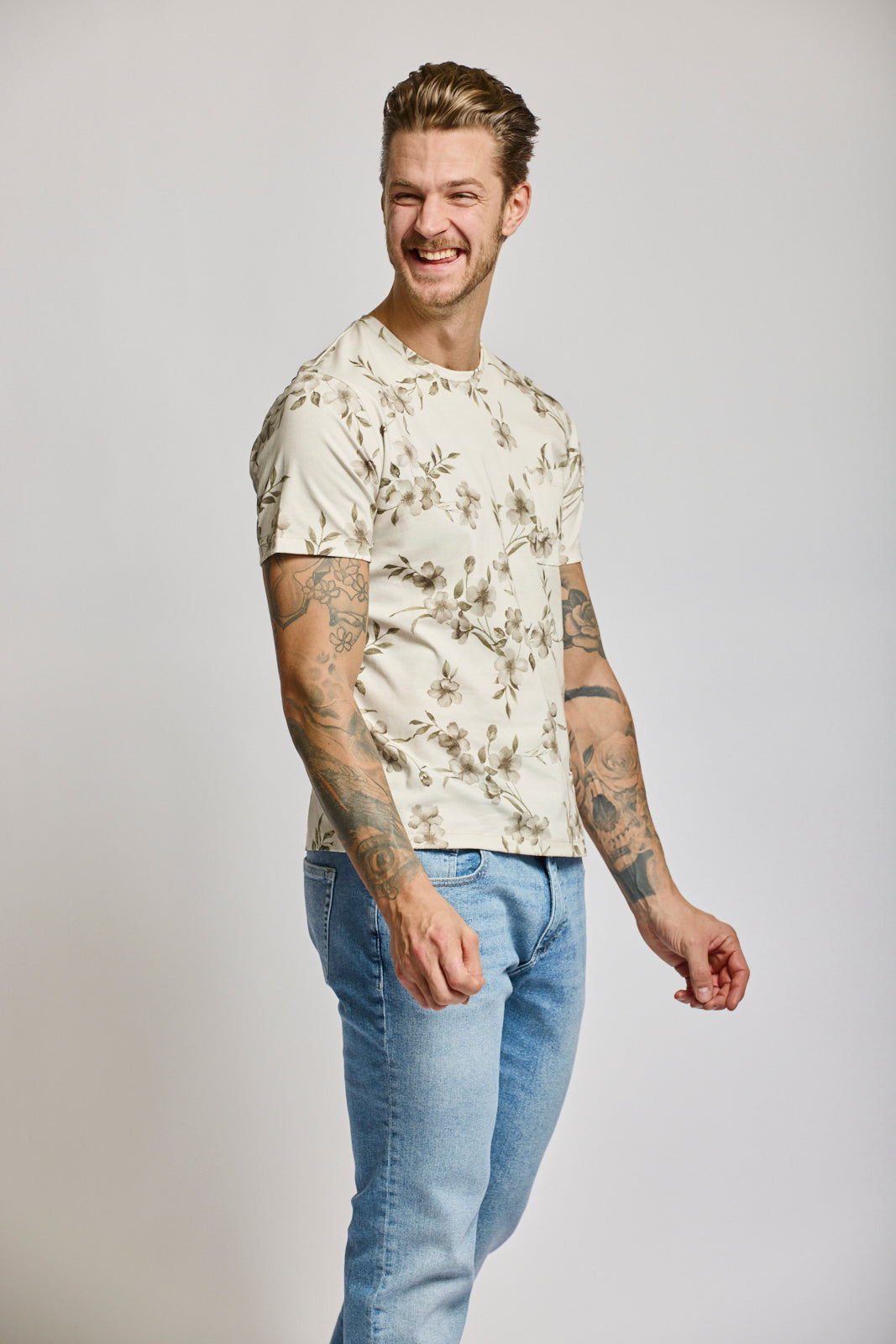 Floral Short Sleeve Crew Neck T-Shirt - 2 Colours