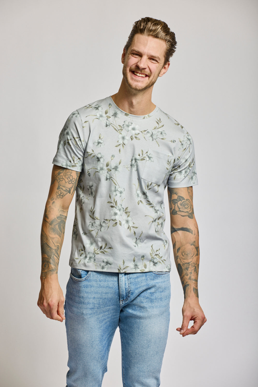 Floral Short Sleeve Crew Neck T-Shirt - 2 Colours