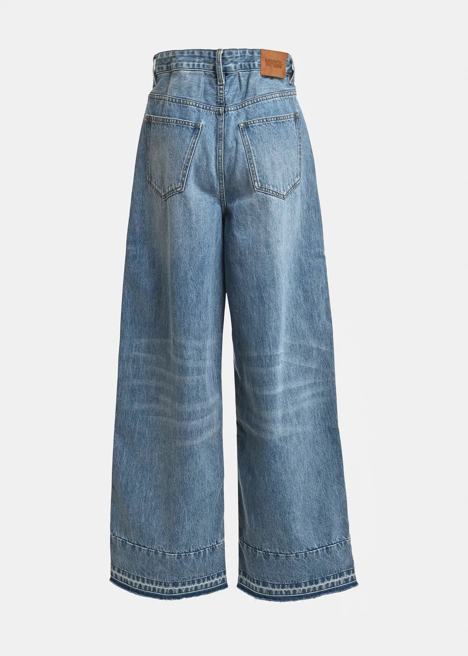 Essentiel Antwerp Brown and blue dual-fabric wide-leg pants