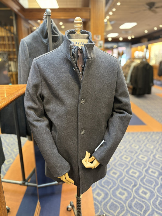 Roy Robson Nordic Statement Beige & Charcoal Grey Marled Coat