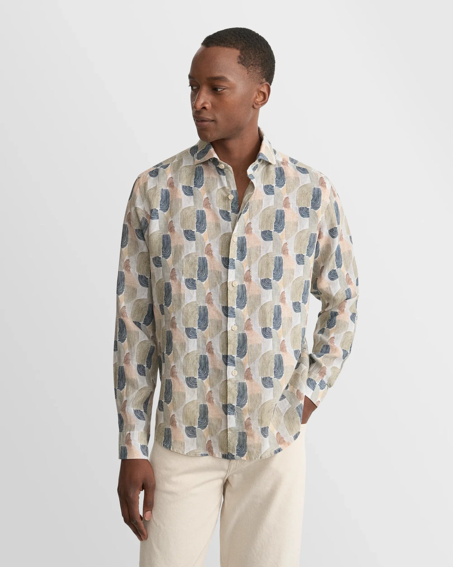 Eton Linen Geometric Shirt