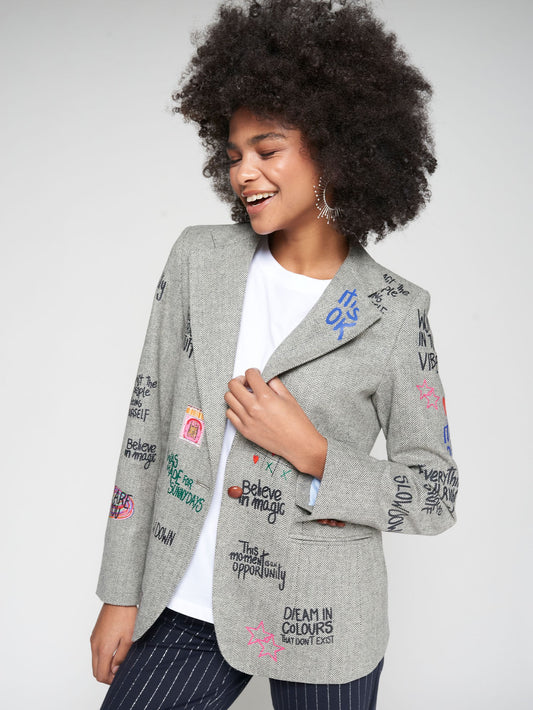 Vilagallo Graffiti Herringbone Blazer
