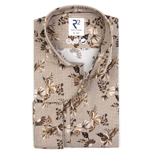 Brown Floral Dress Shirt