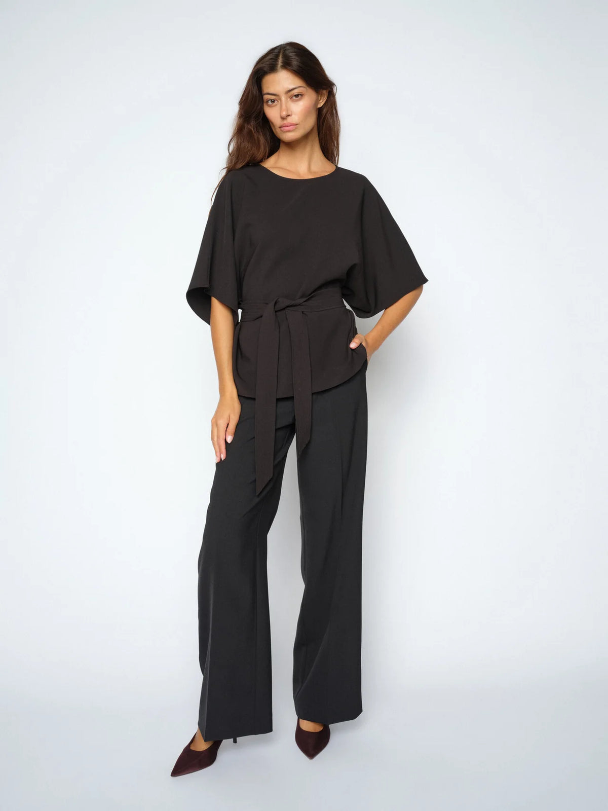 Mos Mosh Leya Pant in Burgundy and Black