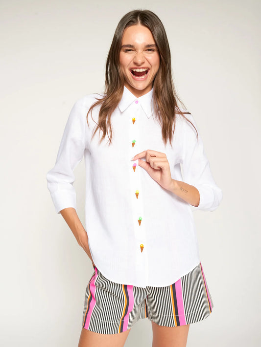 Vilagallo White Shirt with Embroidered Ice Cream