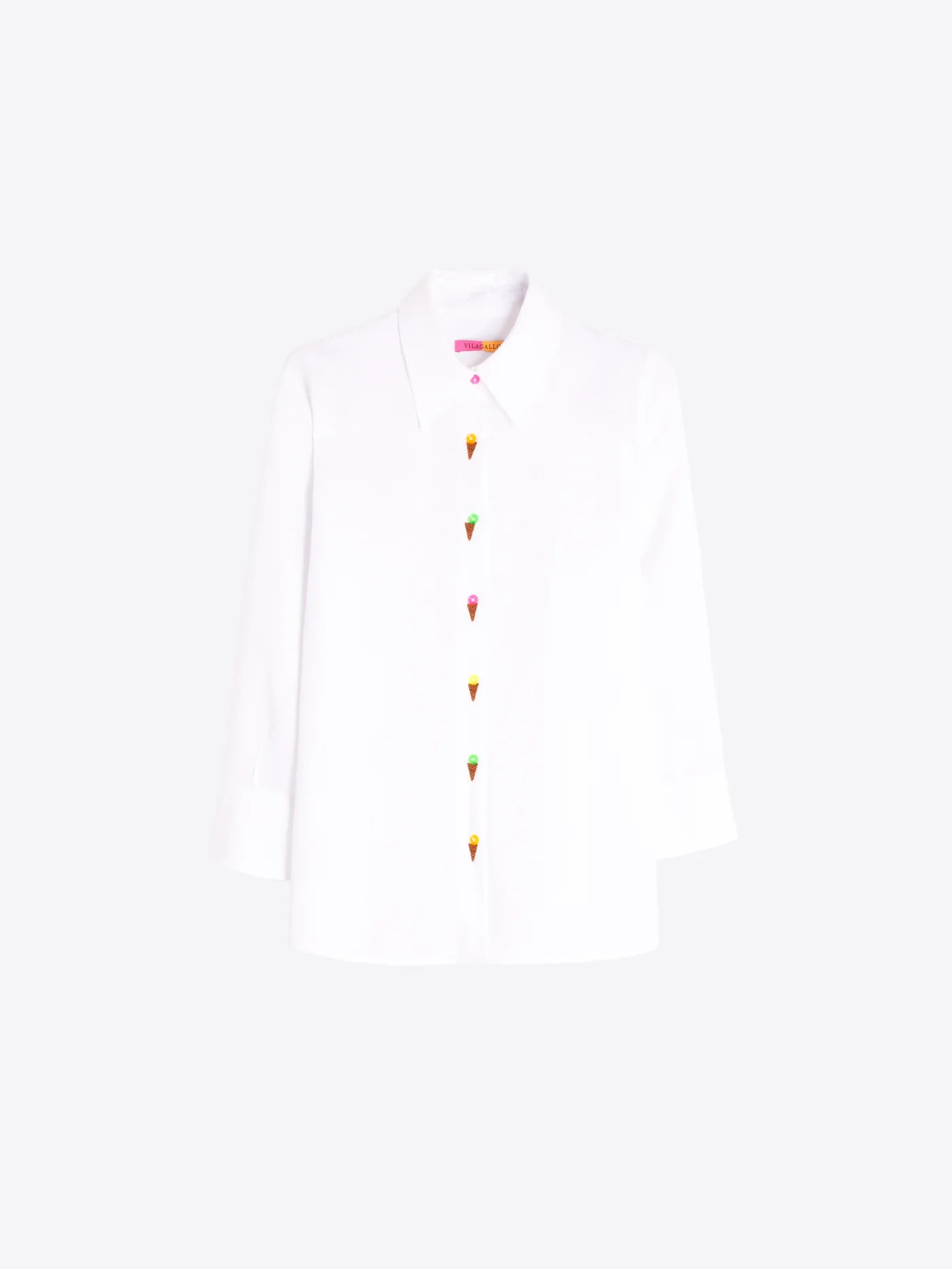 Vilagallo White Shirt with Embroidered Ice Cream