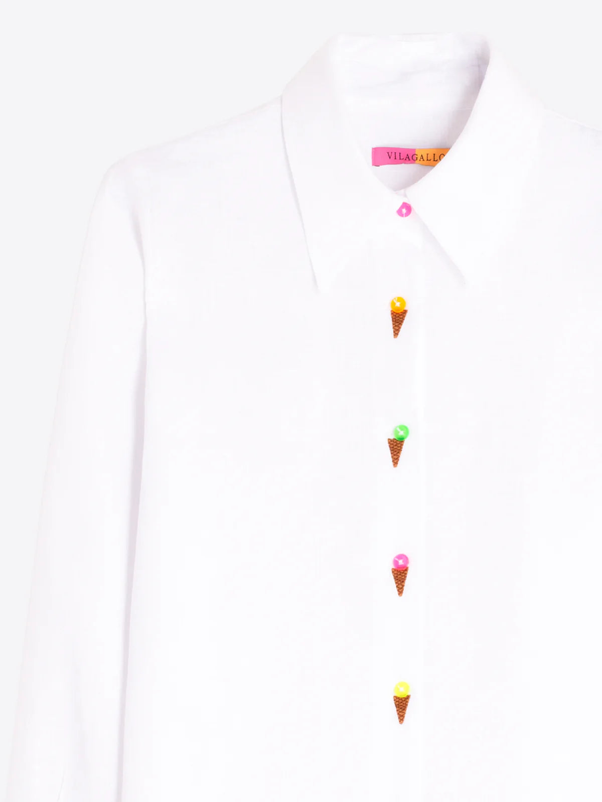 Vilagallo White Shirt with Embroidered Ice Cream