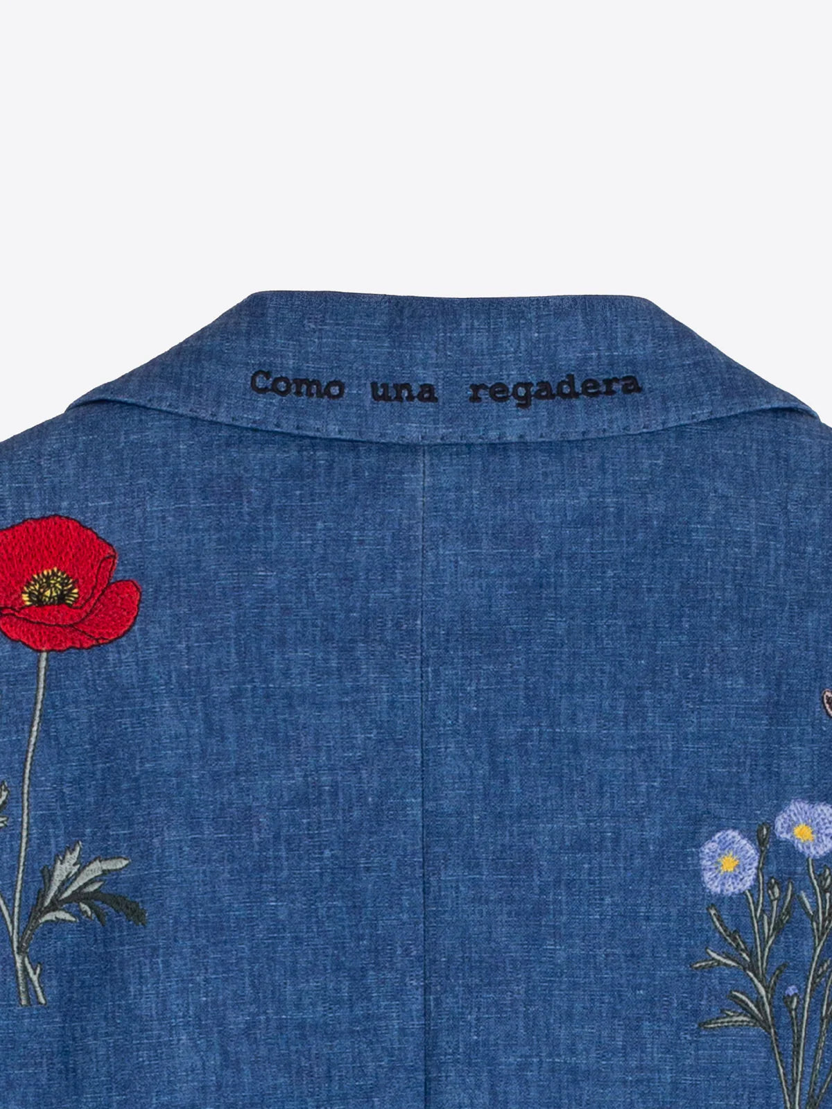 Vilagallo Blue Jacket with Embroidered Flowers