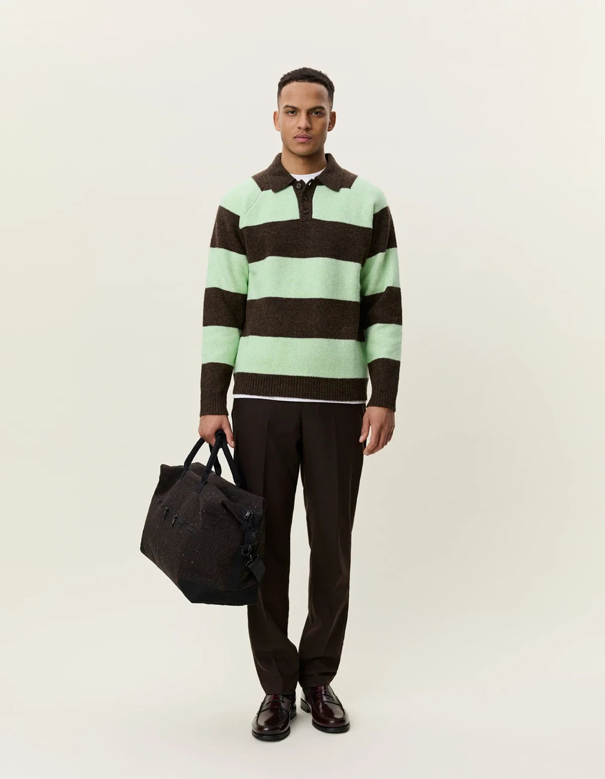 Les Deux Striped Melange Knitted Polo