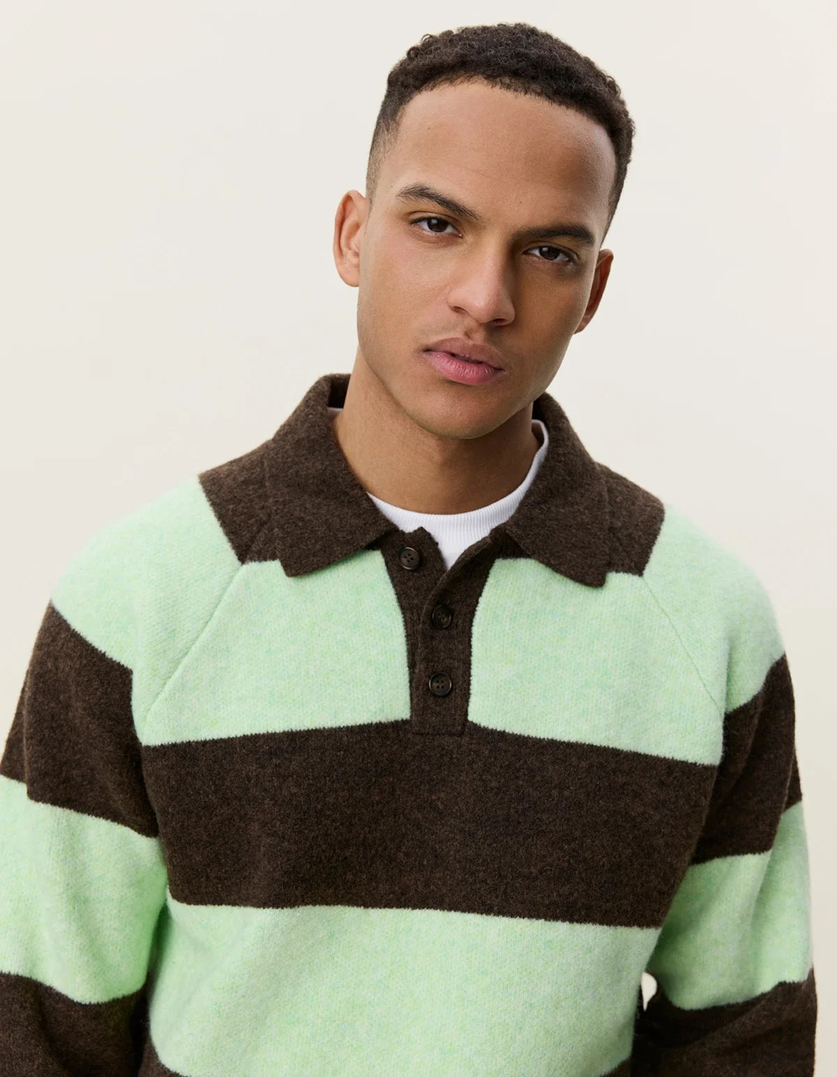 Les Deux Striped Melange Knitted Polo