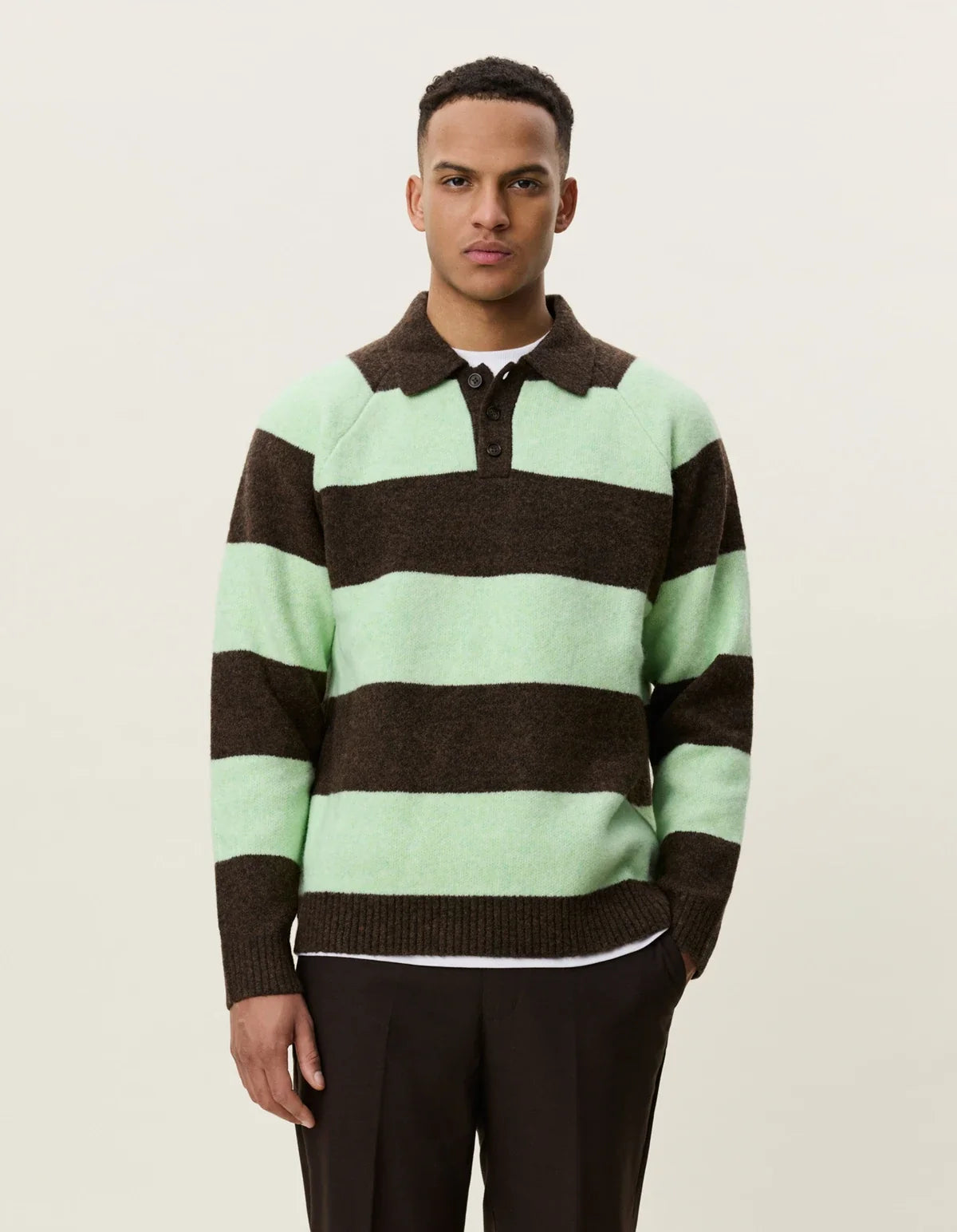 Les Deux Striped Melange Knitted Polo