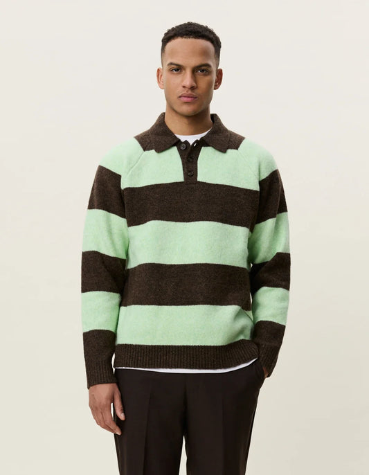 Les Deux Striped Melange Knitted Polo