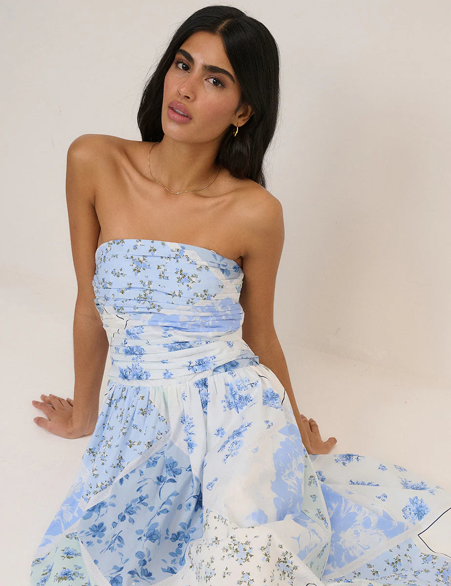 Nobody's Child - Blue Floral Bandeau Alice Dress