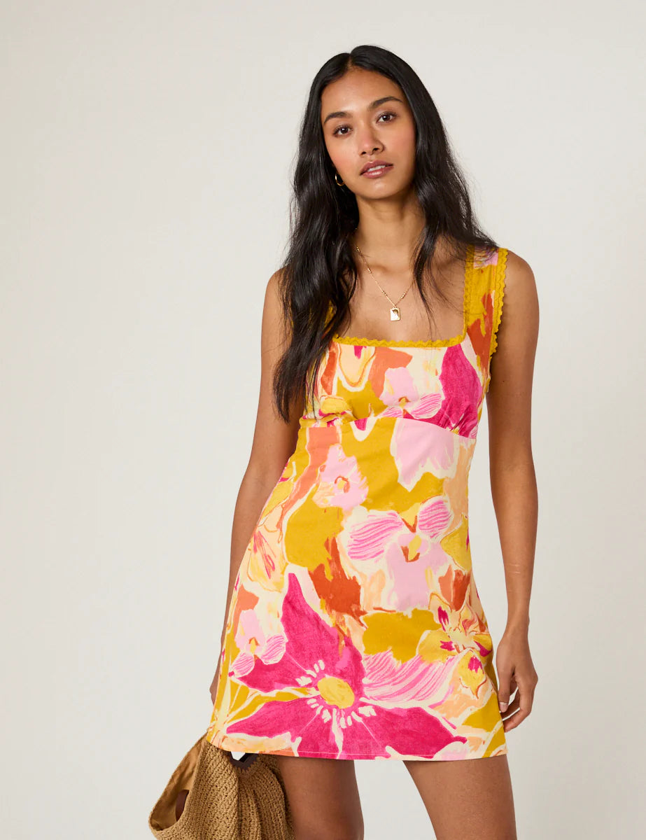 Nobody's Child - Yellow Floral Ciara Midi Dress