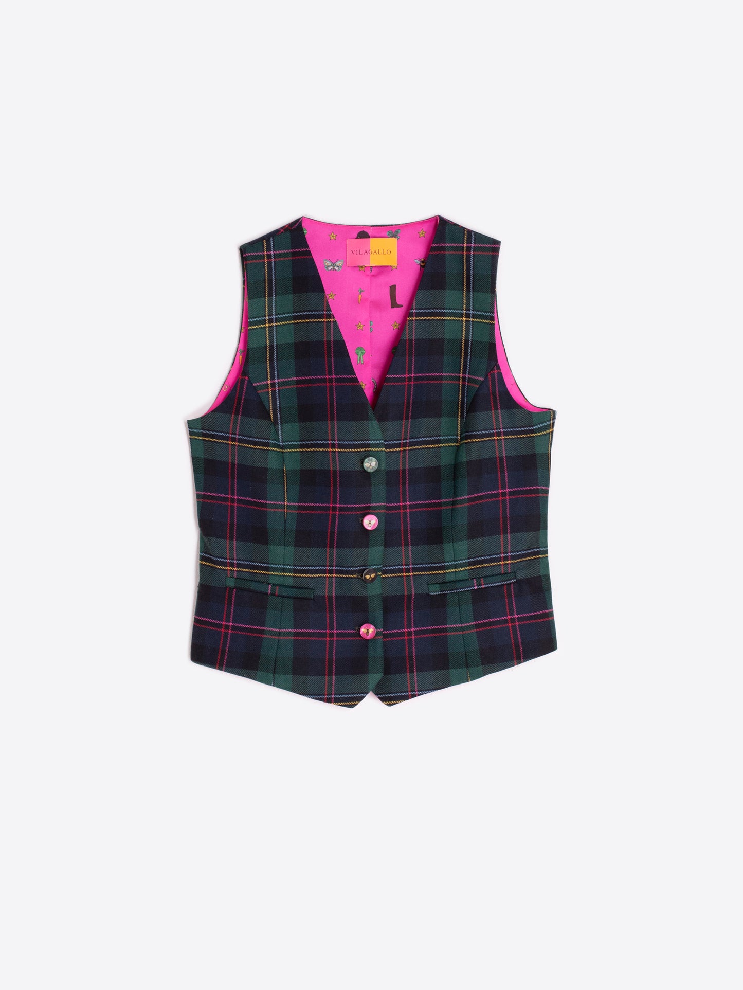 Vilagallo Navy Tartan Formal Vest