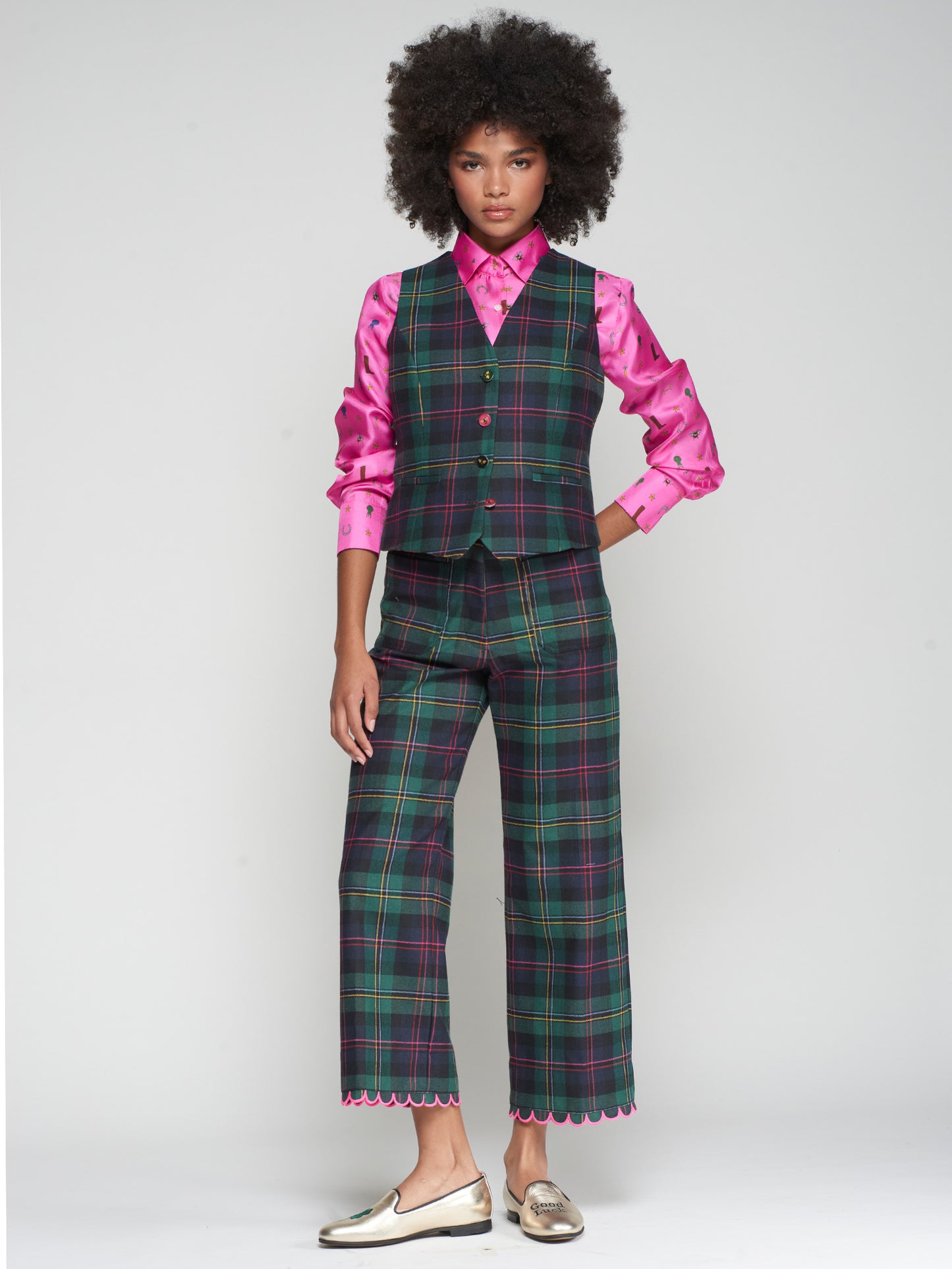 Vilagallo Navy Tartan Formal Vest