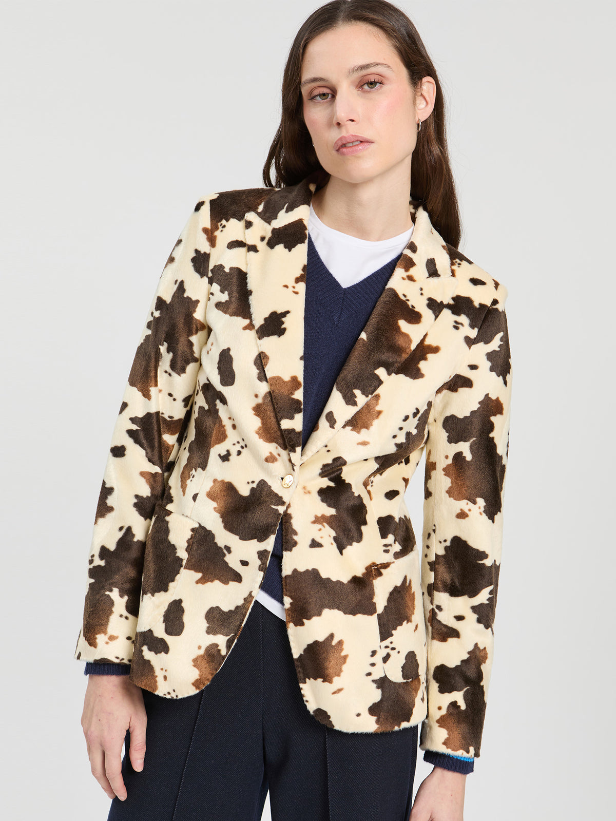 Vilagallo Hillary Blazer Cow Print Blazer
