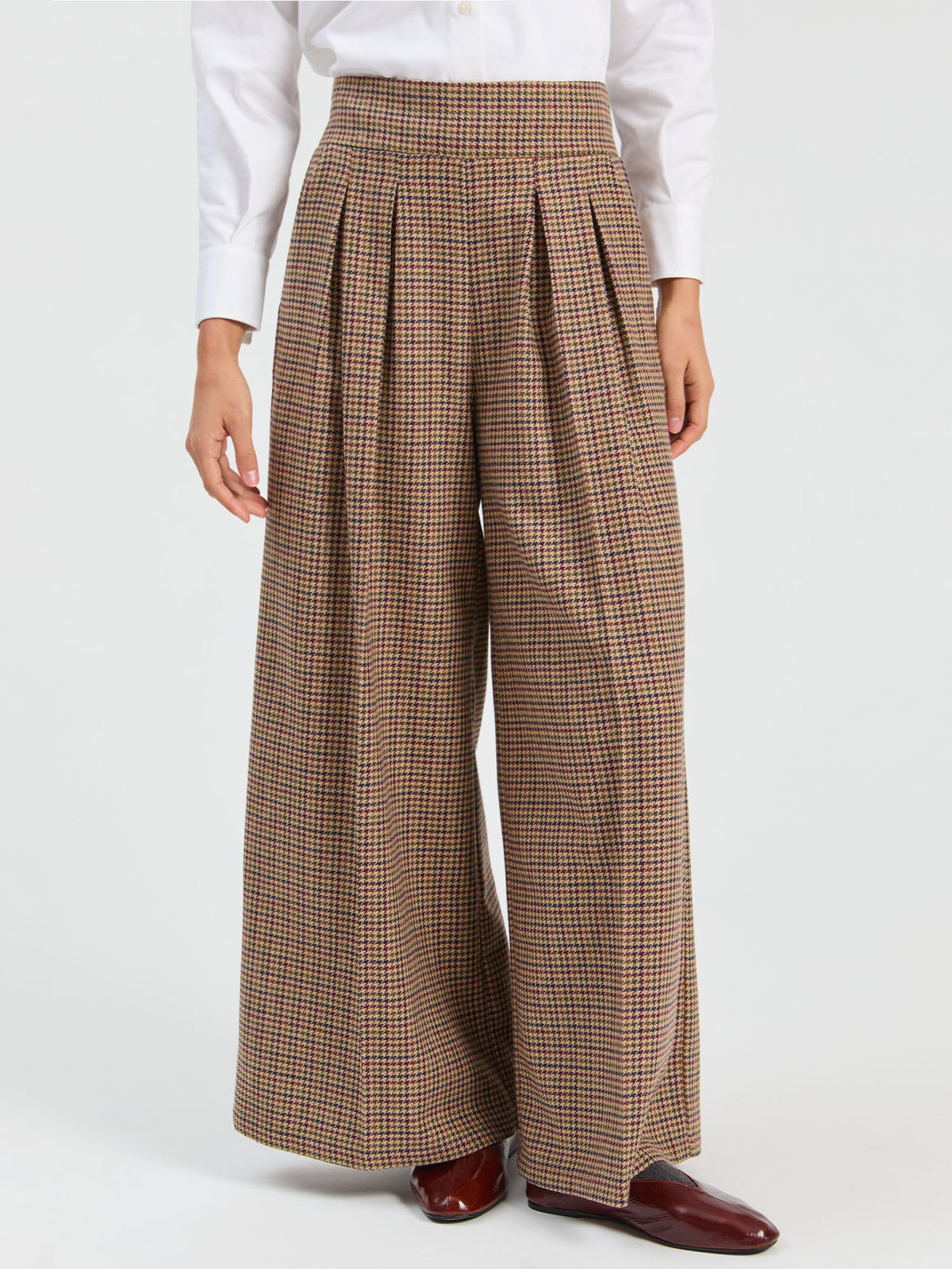 Vilagallo Marian Wide Houndstooth Trousers