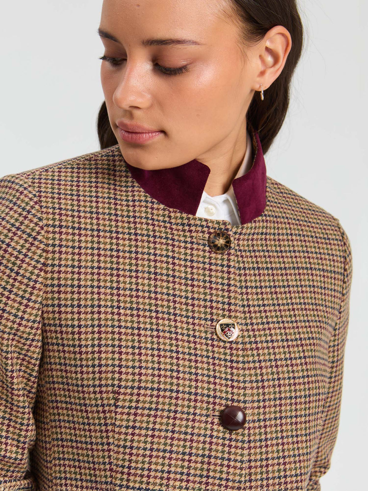 Vilagallo Burgundy Houndstooth Jacket