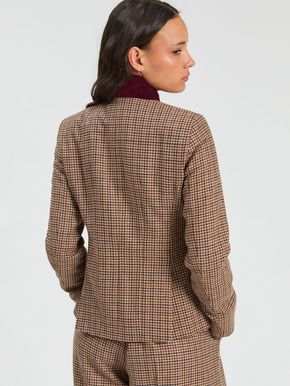 Vilagallo Burgundy Houndstooth Jacket