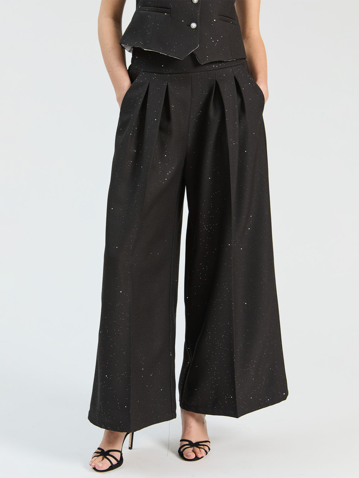 Vilagallo Black Sequin Trousers