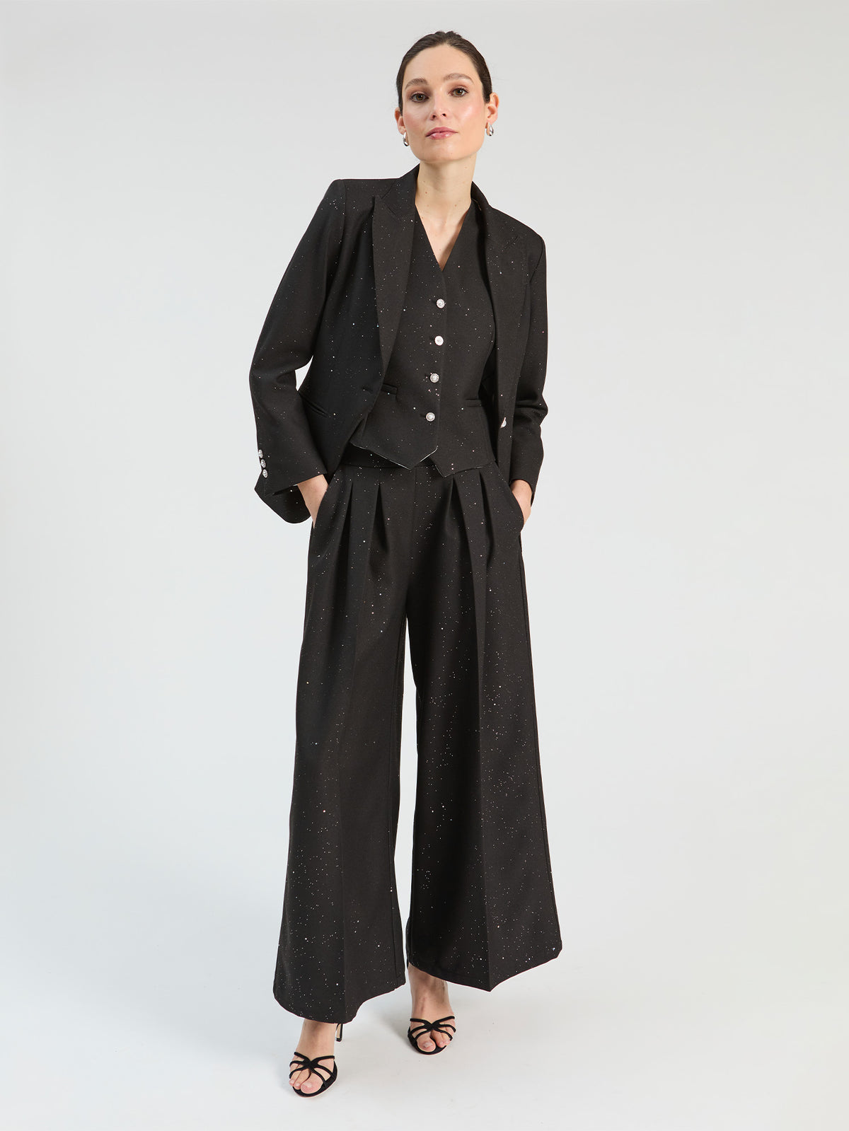Vilagallo Black Sequin Trousers