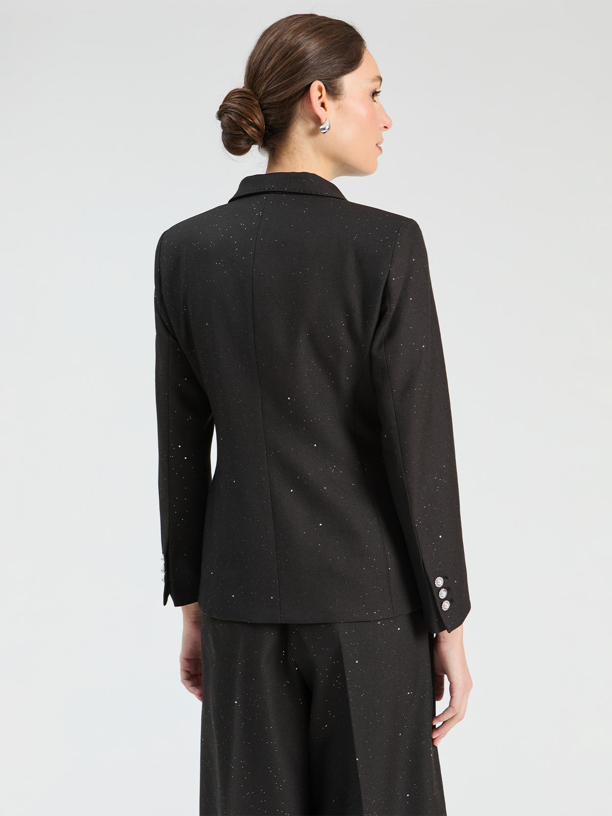 Vilagallo Black Sequin Jacket with Silver Motifs