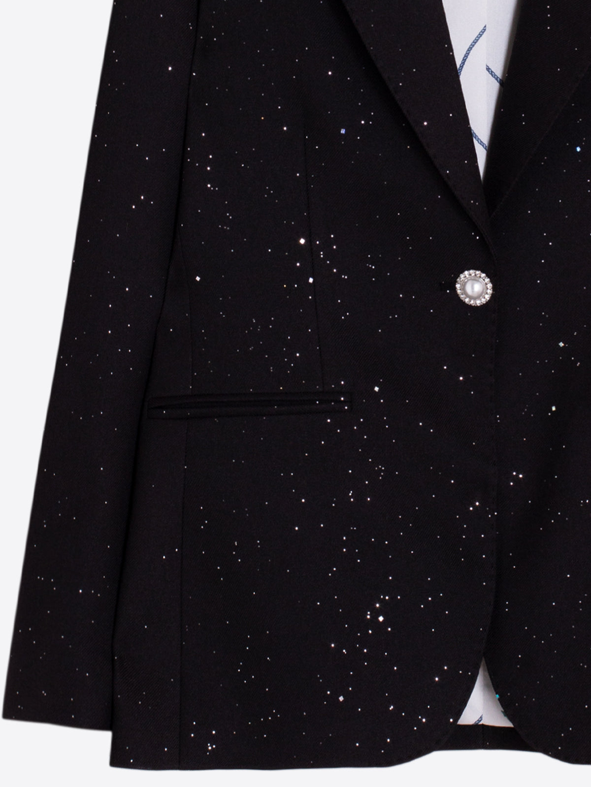 Vilagallo Black Sequin Jacket with Silver Motifs