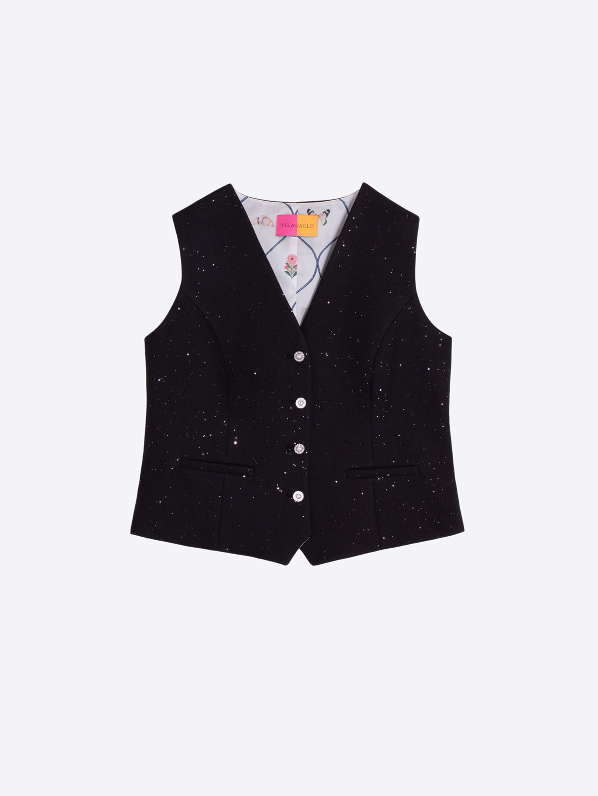 Vilagallo Black Sequin Vest
