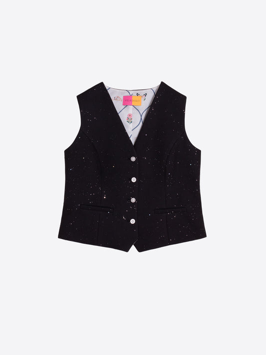 Vilagallo Black Sequin Vest