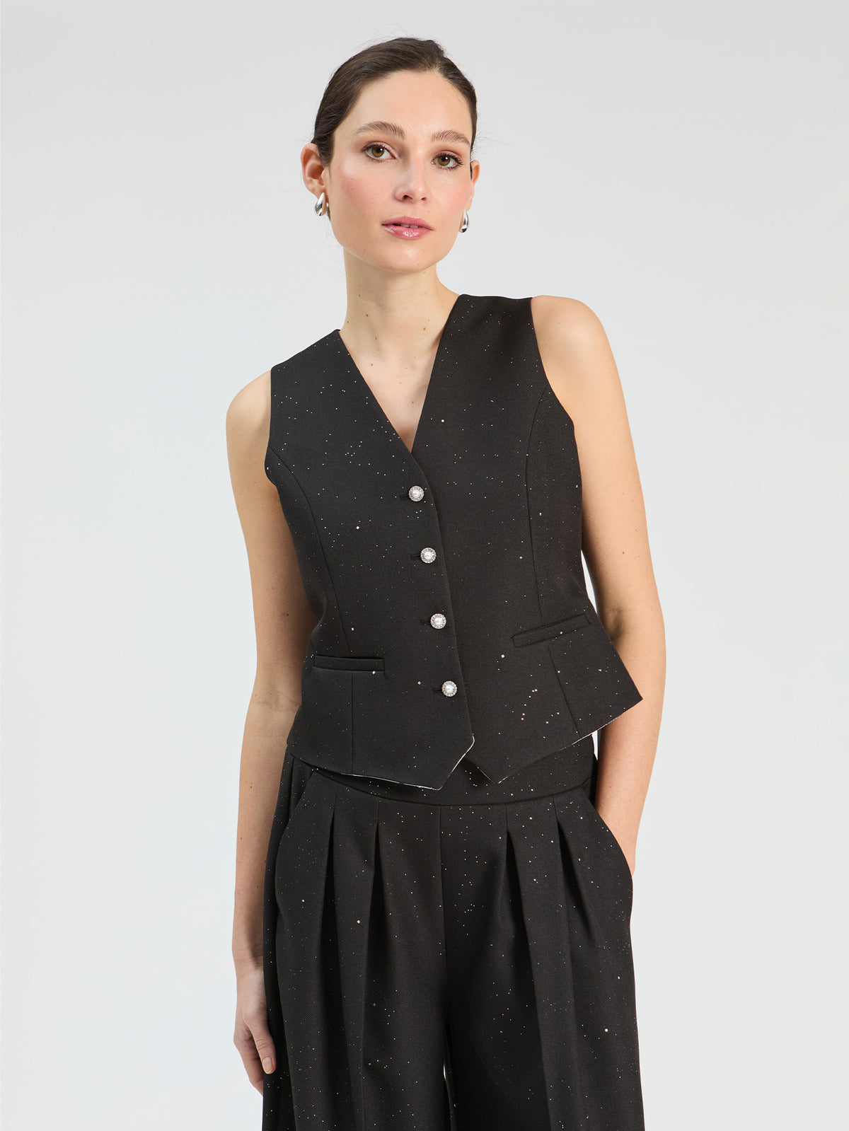 Vilagallo Black Sequin Vest