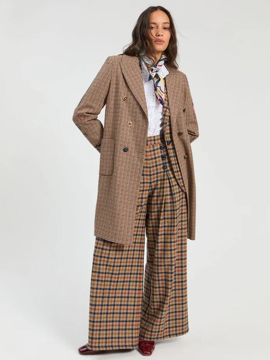 Vilagallo Houndstooth Burgundy Noria Coat
