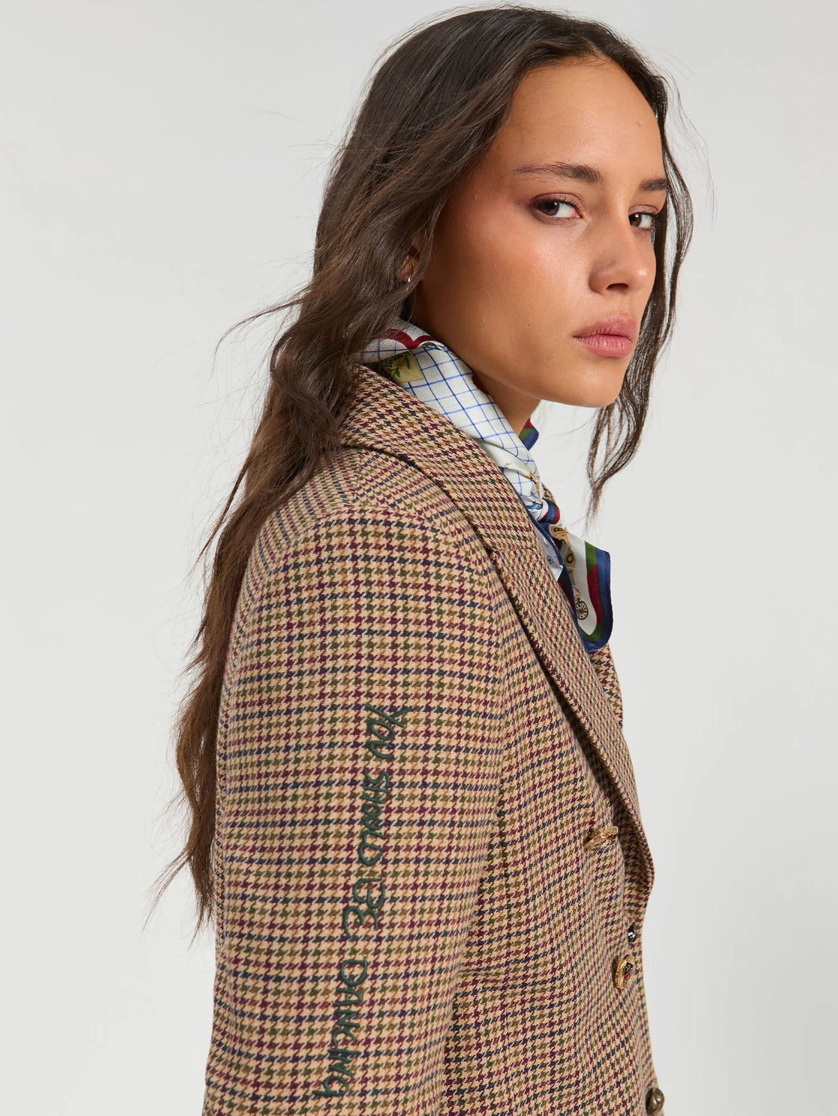 Vilagallo Houndstooth Burgundy Noria Coat