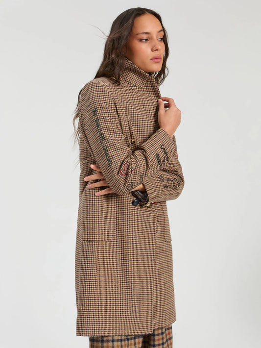 Vilagallo Houndstooth Burgundy Noria Coat