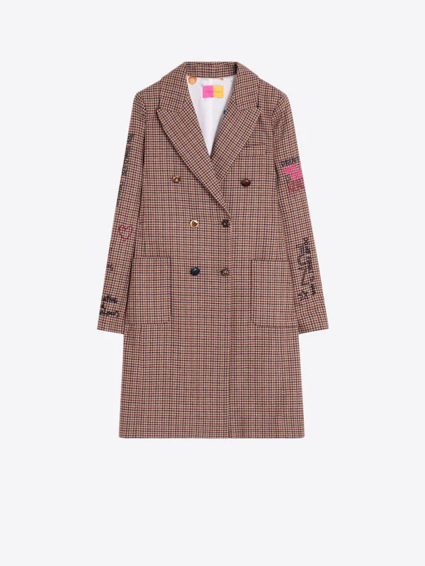 Vilagallo Houndstooth Burgundy Noria Coat