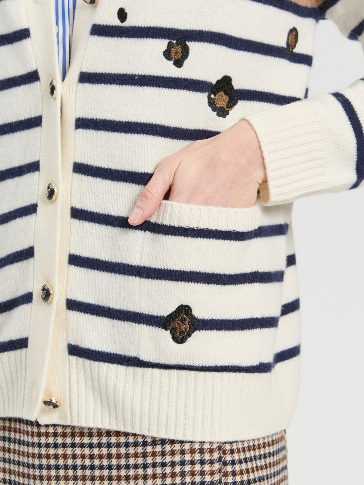 Vilagallo Leopard and Striped Cardigan