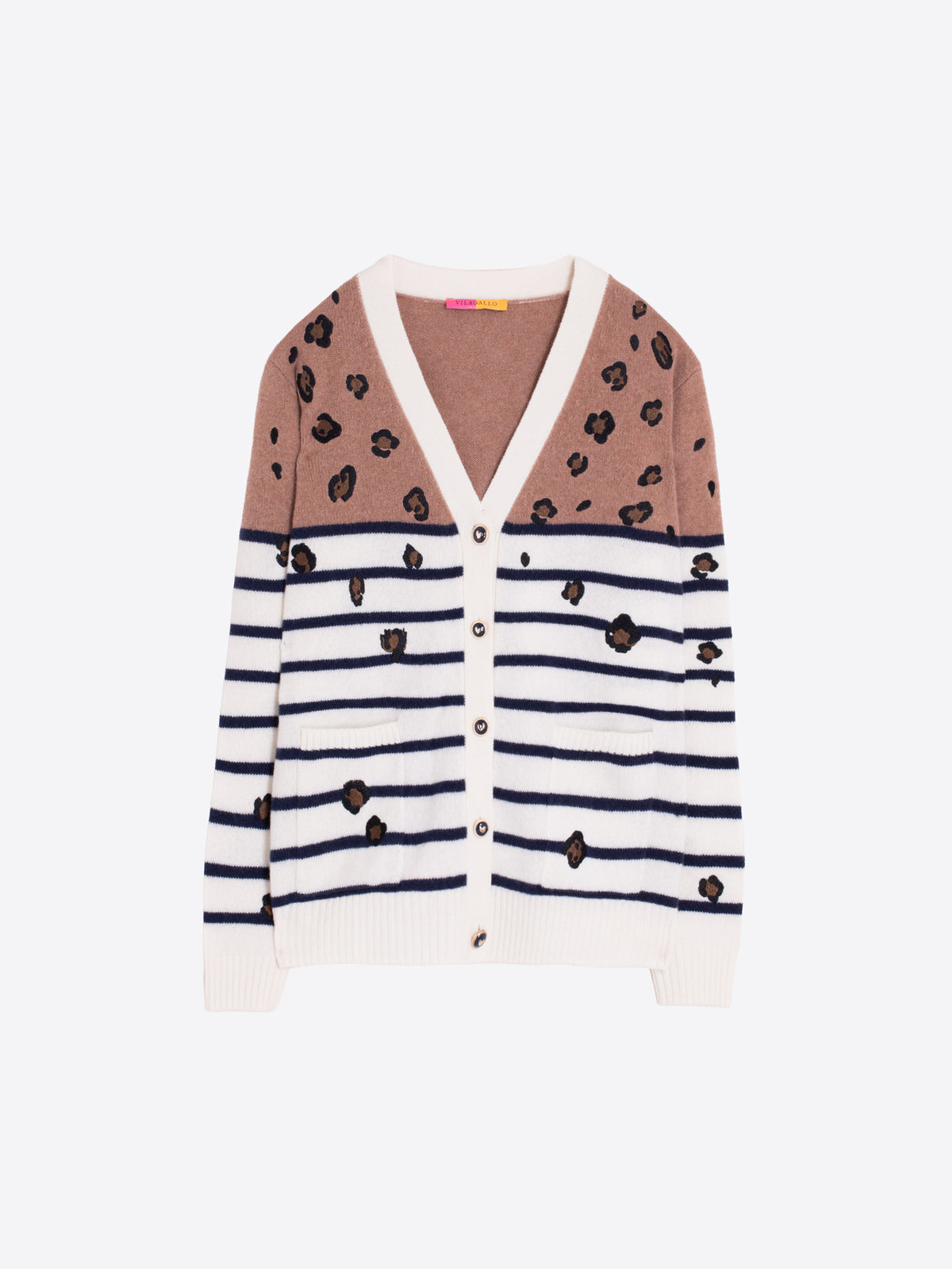 Vilagallo Leopard and Striped Cardigan