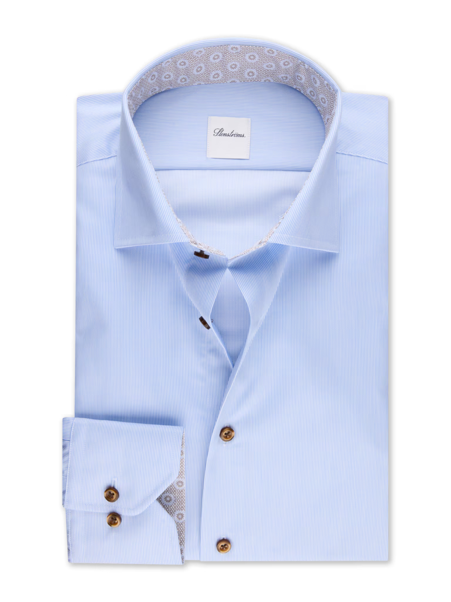 Stenstroms - Light blue Twill Shirt with Contrast, XL-Sleeves