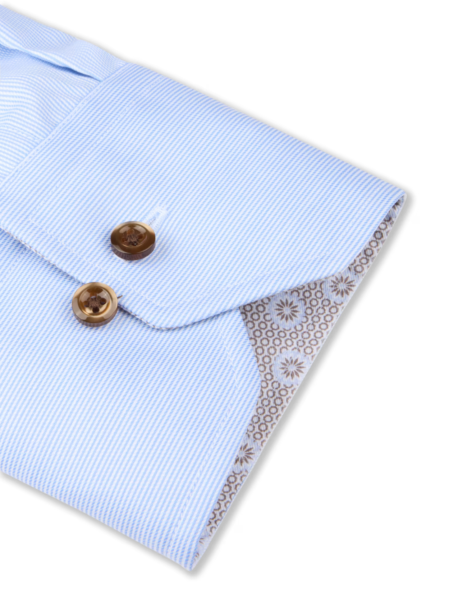 Stenstroms - Light blue Twill Shirt with Contrast, XL-Sleeves