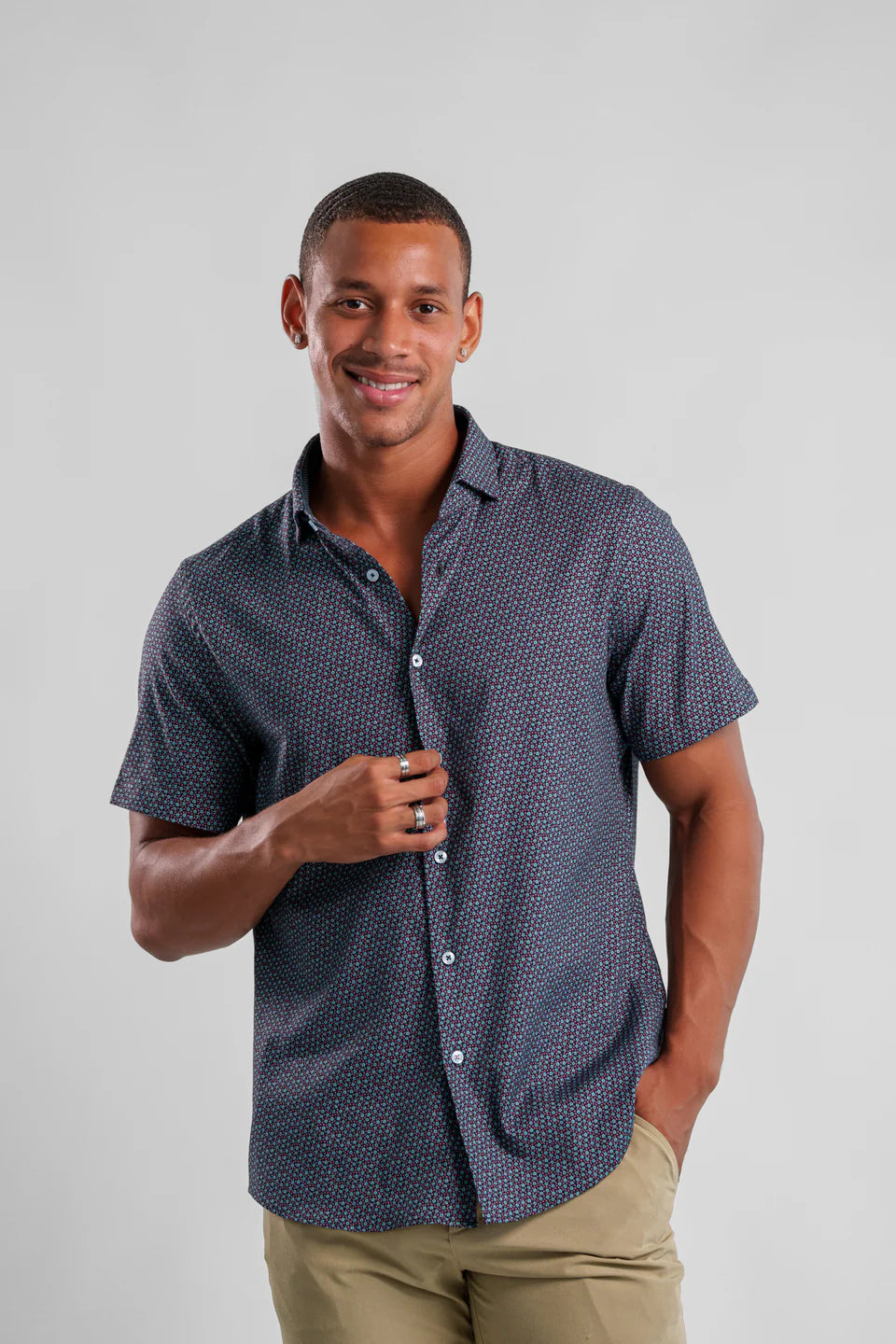 Micro Floral Printed SS Shirt
