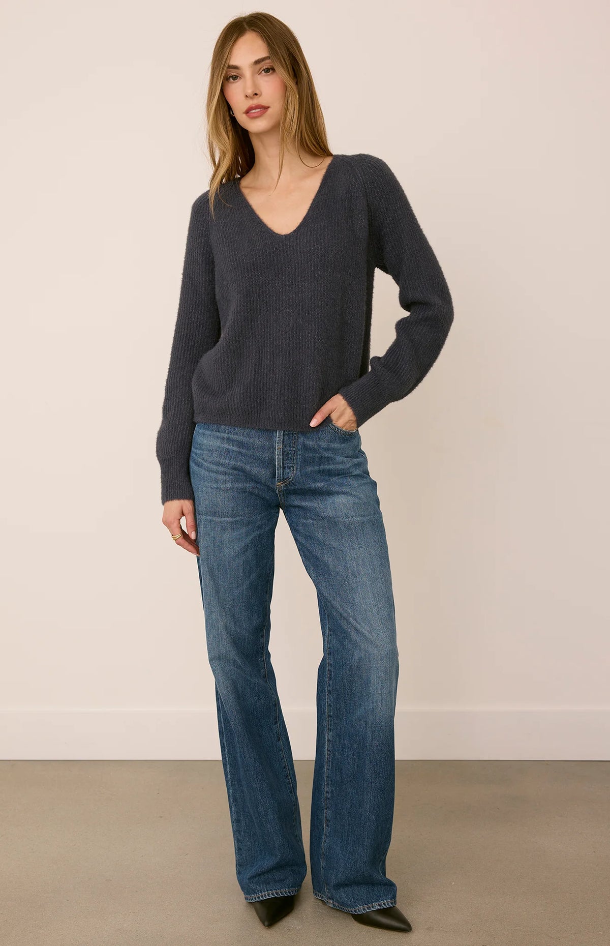 Gentle Fawn Filomena V-Neck Sweater in Smoke