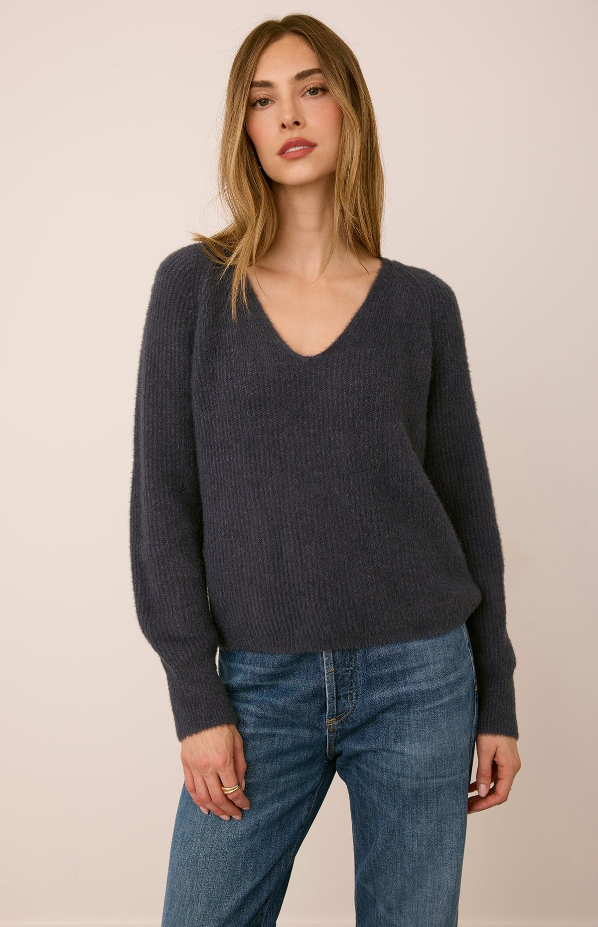 Gentle Fawn Filomena V-Neck Sweater in Smoke