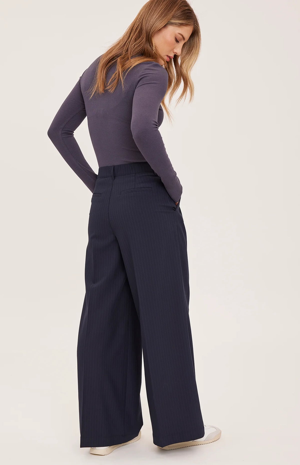 Gentle Fawn Collins Pants in Navy & Coffee Pinstripe