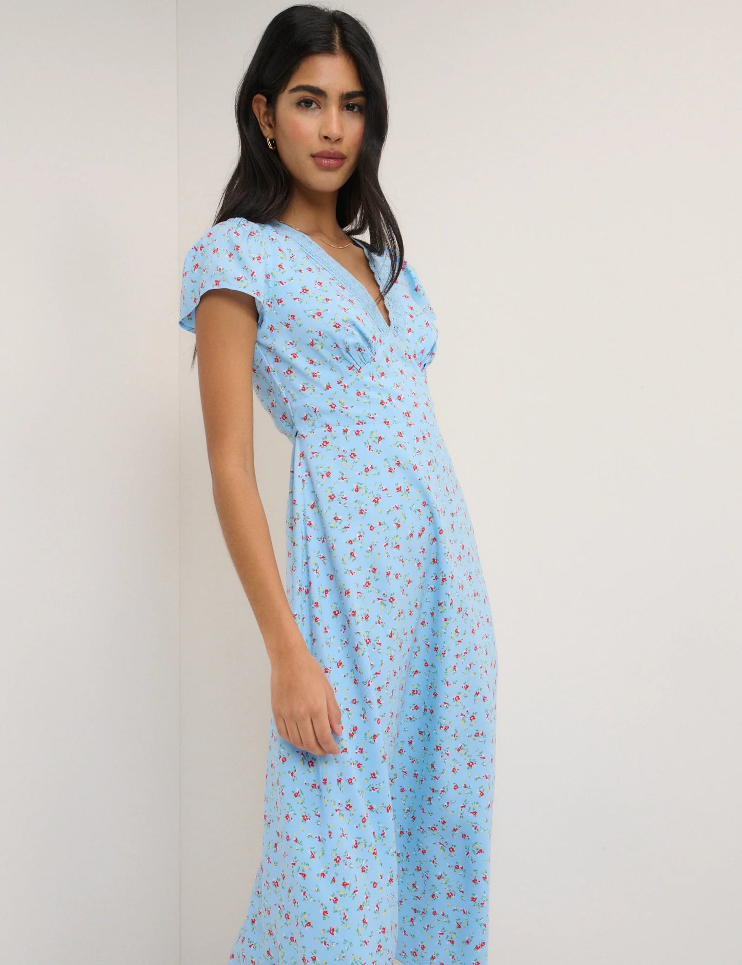 Nobody's Child - Blue Ditsy Floral Kacey Midi Dress